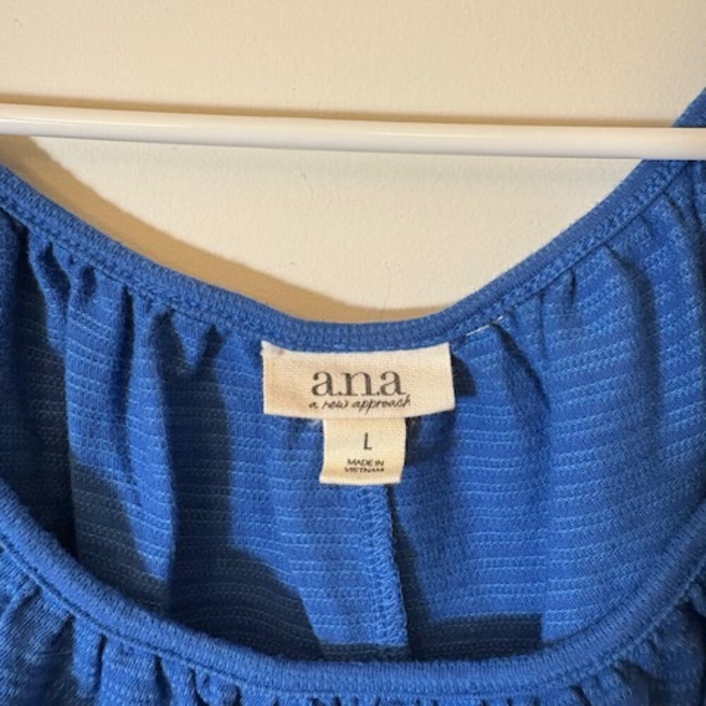 Blue Short Sleeve Peasant Blouse - Picture 2 of 3